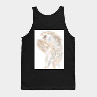 Stretching White Fluffy Cat Tank Top